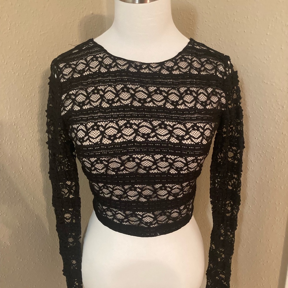 ALICE and OLIVIA Black Lace Top